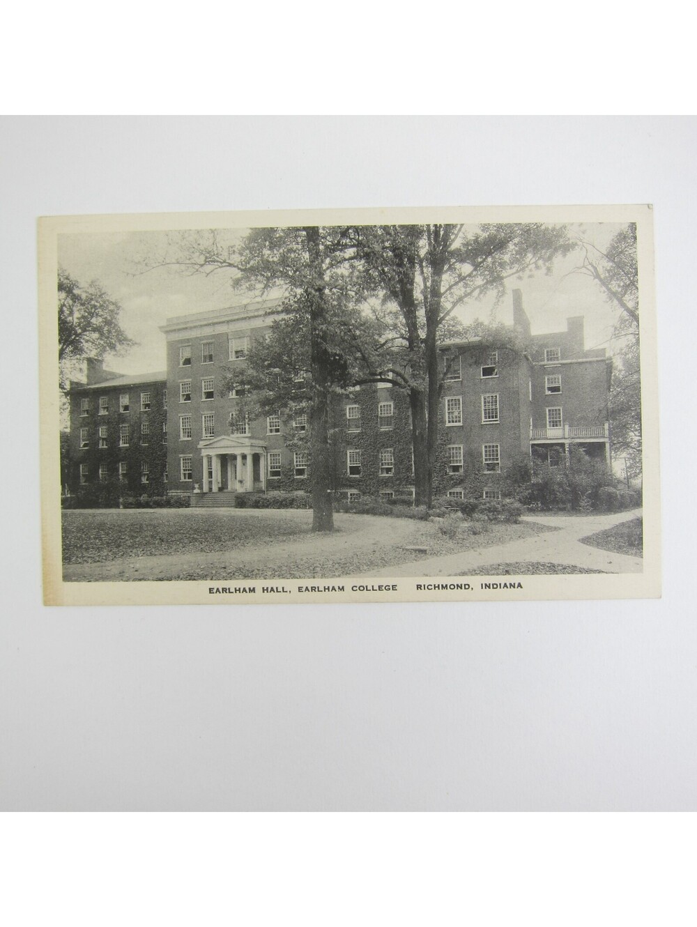 Earlham College Postcard Earlham Hall Photo Richmond Indiana Litho Print Antique